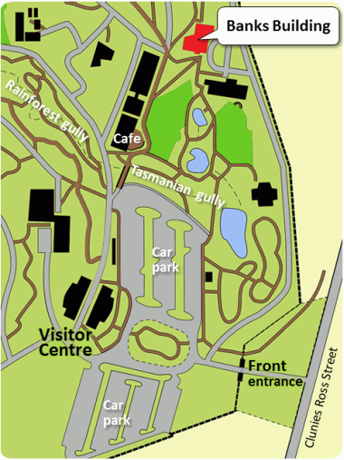 Map of the Gardens showing the Banks building