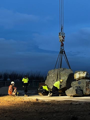 Rocks gently settling into place at the new National Rock Garden site