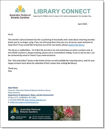 Front page of April 2022 Library Connect