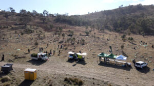 Volunteer groups working at one of the Healing Country sites