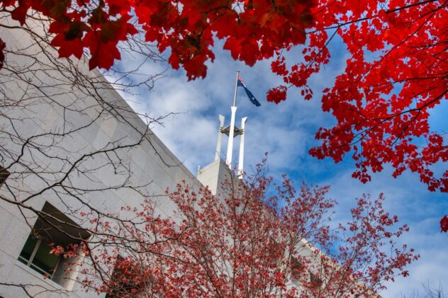 Autumn leaves at Australian Parliament House