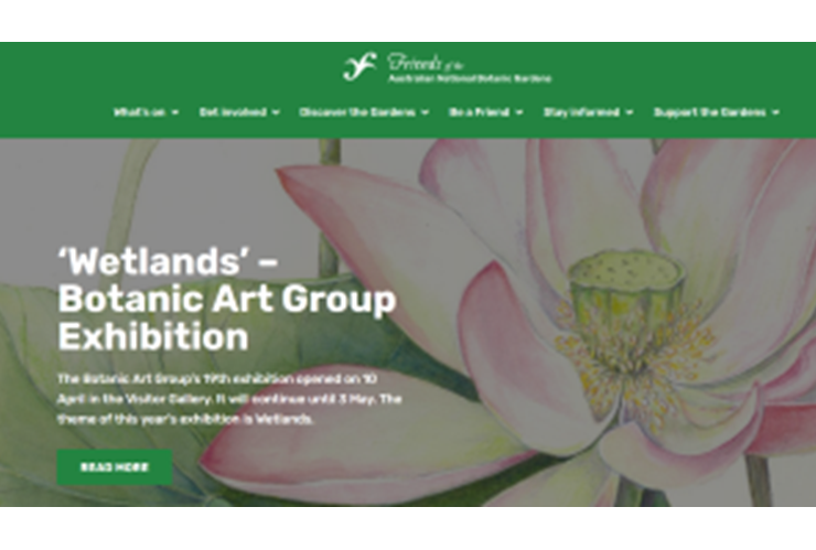 The front page of the new Friends website as at 15 April 2026
