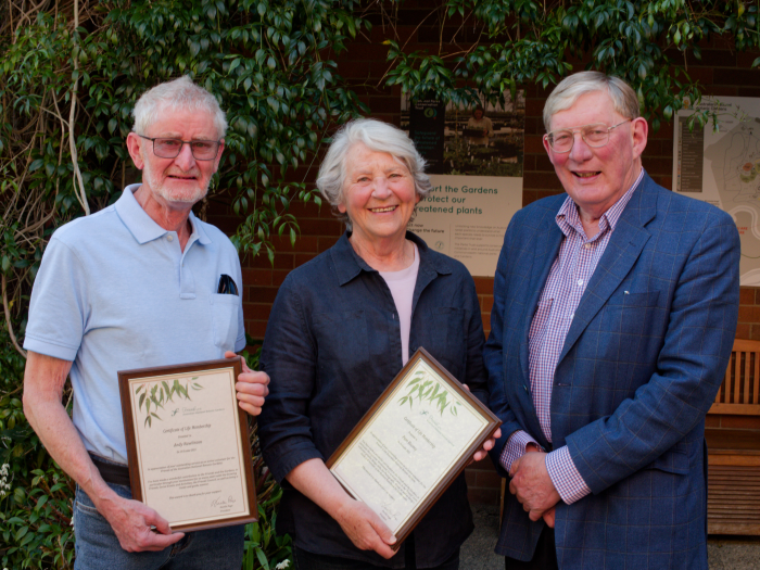 Life Members A Rawlinson P Rooney receiving Awards from N Page 19 October 2023 (photo: B Moir)
