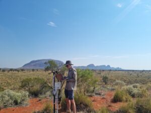 Jay Nicholson, Friends scholarship holder, with weather station