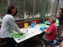Cutting out the paper lanterns